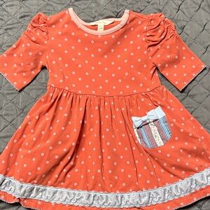 Matilda Jane Polka Dot Dress with blue velvet accent. 
Good pre loved condition.